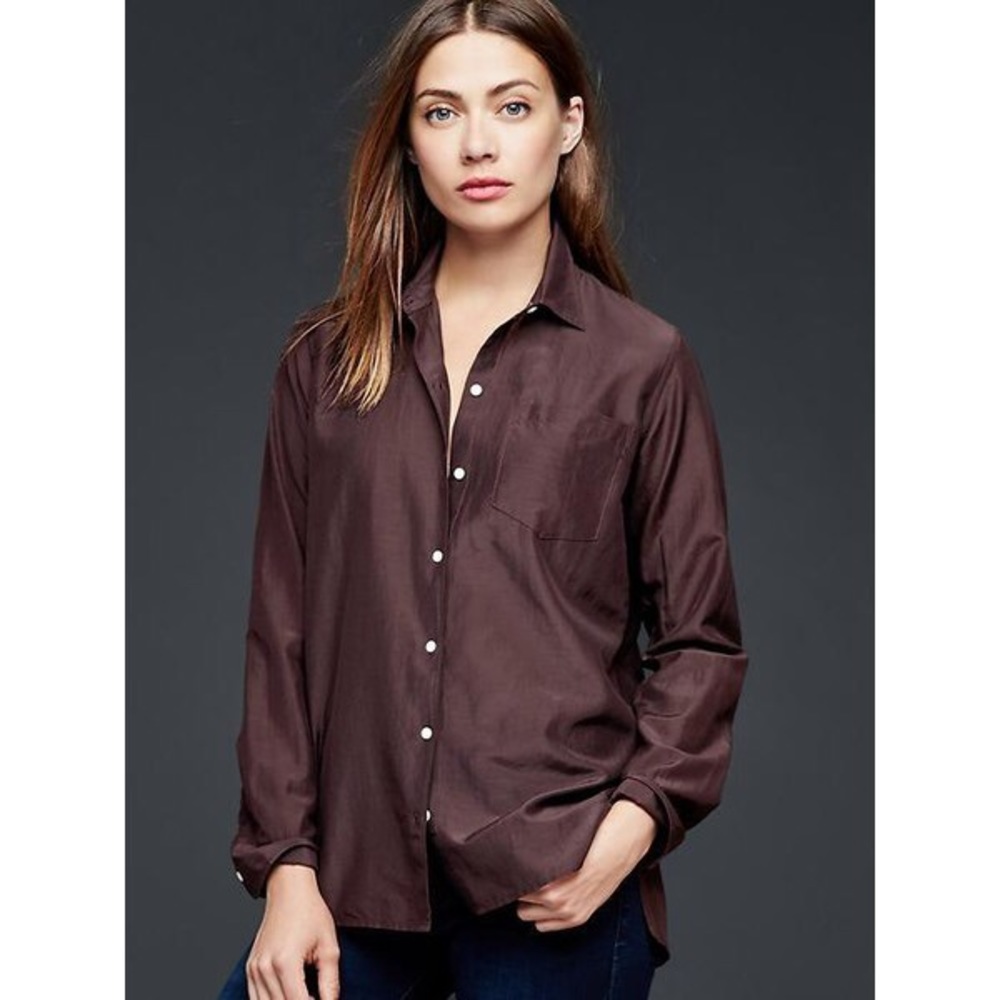 Gap silk blend pocket shirt